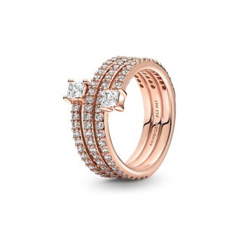 Pandora Rose tripla spirál pavé gyűrű 180051C01