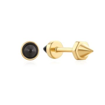 Ania Haie Gold Black Agate Point Barbell Fülbevaló E053-01G