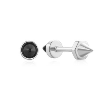 Ania Haie silver Black Agate Point Barbell Fülbevaló E053-01H